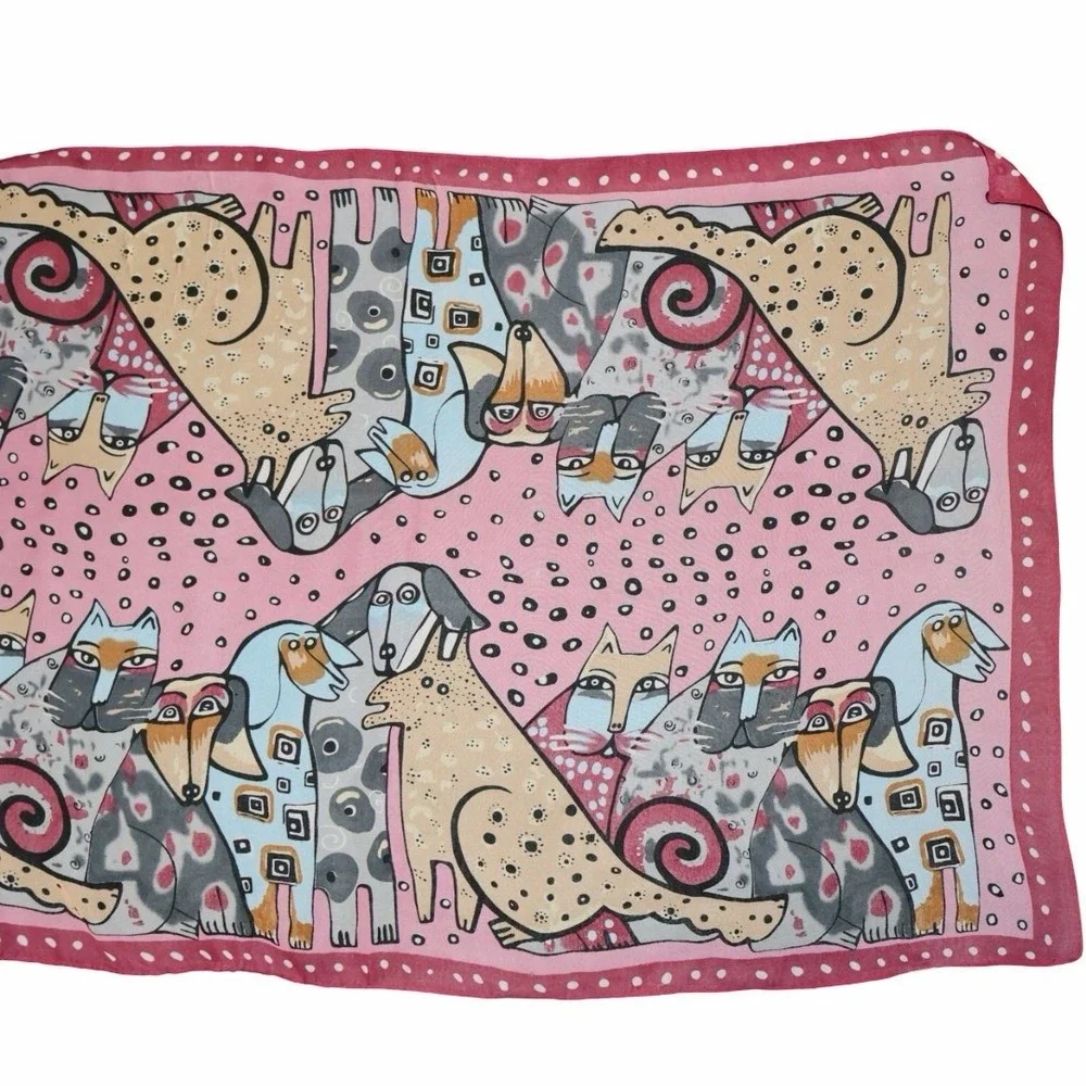 Long Cats And Dogs Novelty Scarf Chiffon Wrapable